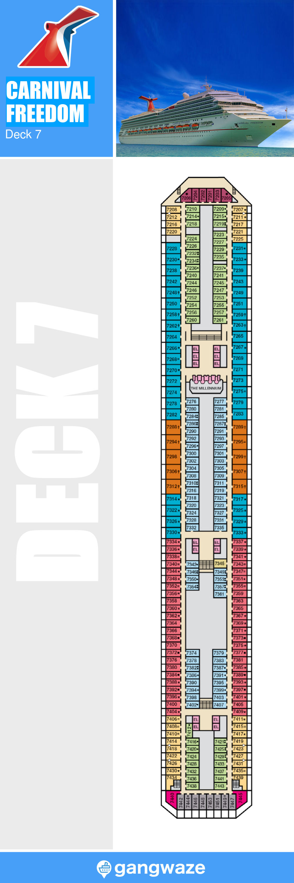 Carnival Freedom Deck 7 Activities & Deck Plan Layout